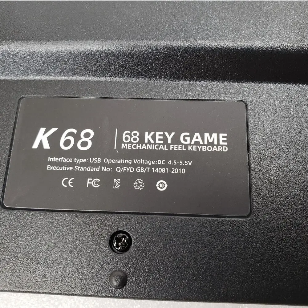 K68 68-Key Wired Gaming Keyboard Mechanical Feel Membrane Compact